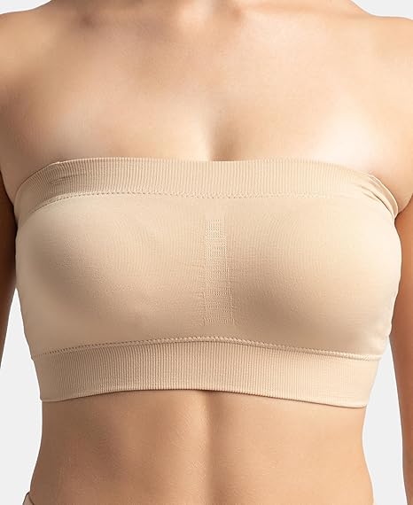 Jockey 1545 Women’s Wirefree Padded Bandeau Bra – Full Coverage with Detachable Straps